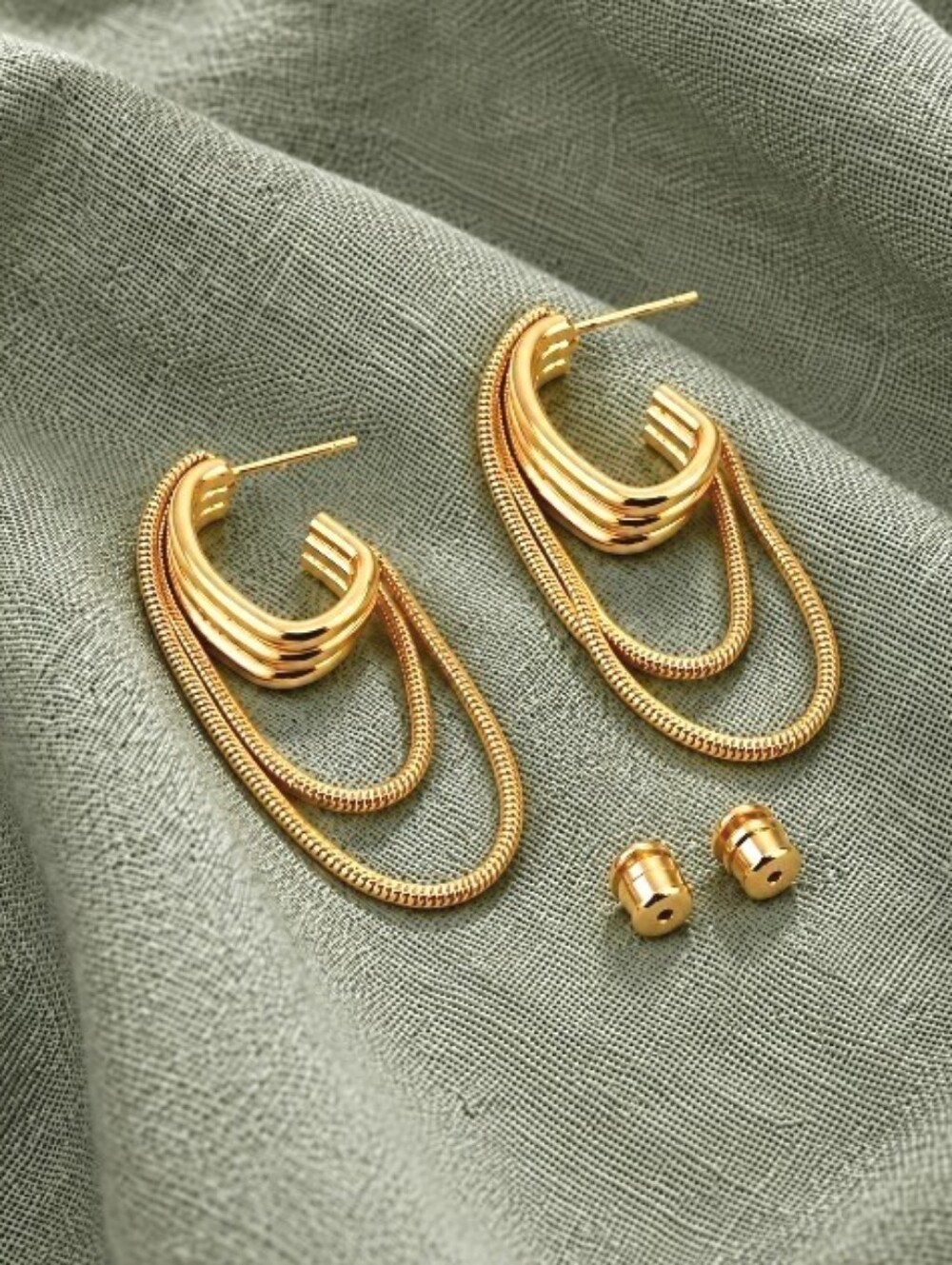 3 For $30 Gold Multi Chain Hoop Earrings